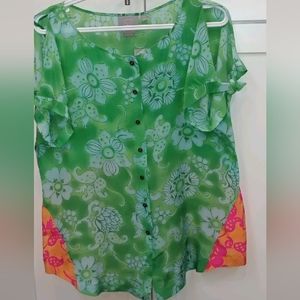 Anthropologie silk floral blouse